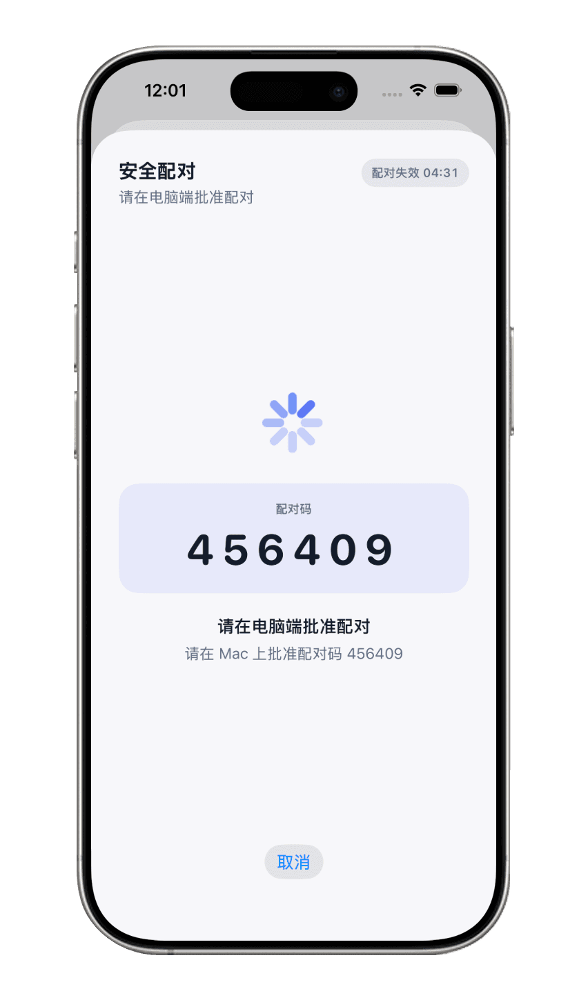 VibeNomad mobile pairing screen